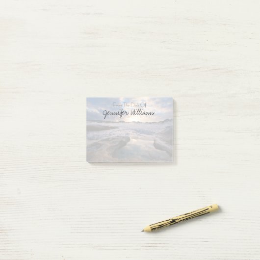 Op zonsondergang in een puddle post-it® notes (Op bureau)