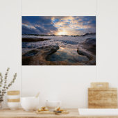 Op zonsondergang in een puddle poster (Keuken)