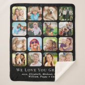 Opa 16 zwarte fotocollage sherpa deken (Voorkant)