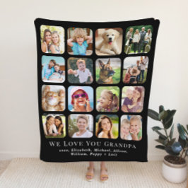 Opa 16 zwarte fotocollage sherpa deken