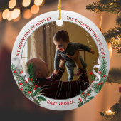 Opa 1e kerstdag Klassiek Silver Plant Lijst Keramisch Ornament