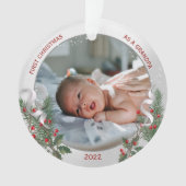 Opa 1e kerstdag Klassiek Silver Plant Lijst Ornament (voorkant)