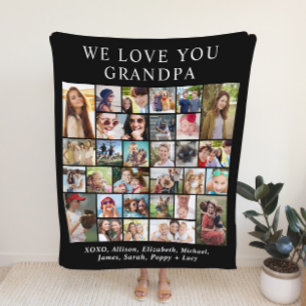Opa 30 Fotocollage Zwart Fleece Deken