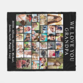 Opa 30 Fotocollage Zwart Fleece Deken (Voorkant (Horizontaal))