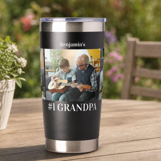 Opa 3 foto kleinkinderen  geïsoleerde drinkbeker