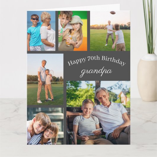 Opa 6 Fotocollage Alle Leeftijd Groot Gelukkige Ve Kaart (Voorkant)