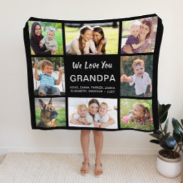 Opa 8 Foto Collage Black Fleece Deken
