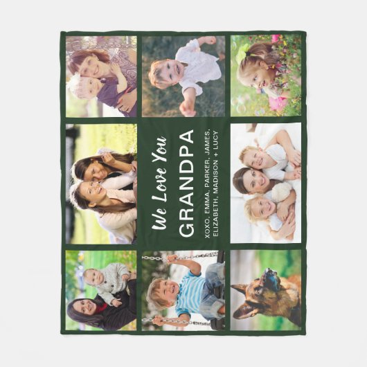 Opa 8 Foto Collage Green Fleece Deken (Voorkant)