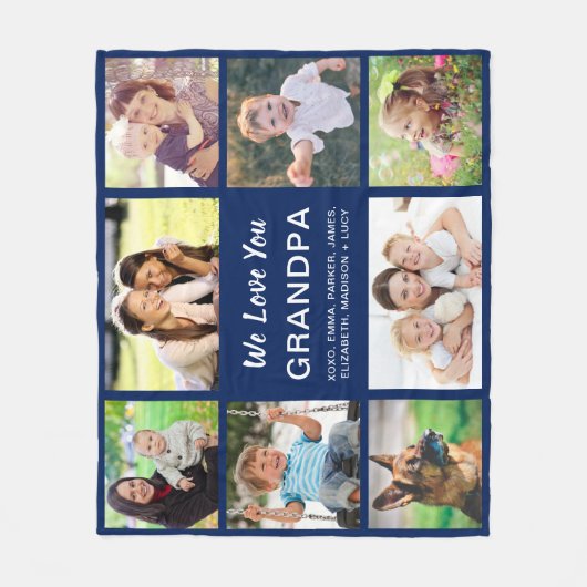 Opa 8 Foto collage Navy Blue Fleece Deken (Voorkant)