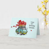 Opa 99e verjaardag Auto vol met harten Kaart (Gele Bloem)