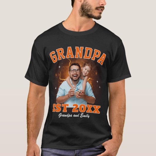 Opa Aangepaste Foto Bootleg Rap Vaderdag T-shirt (Voorkant)
