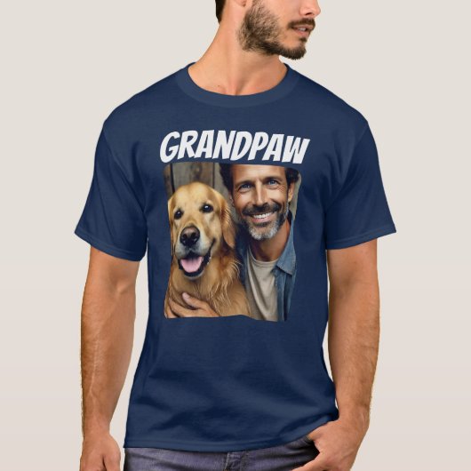 Opa Aangepaste Foto Opa Hond Marine T-shirt (Voorkant)