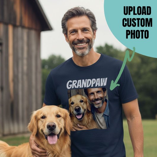 Opa Aangepaste Foto Opa Hond Marine T-shirt