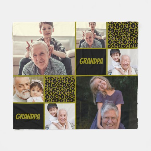 Opa Aangepaste Fotocollage Fleece Deken (Voorkant (Horizontaal))