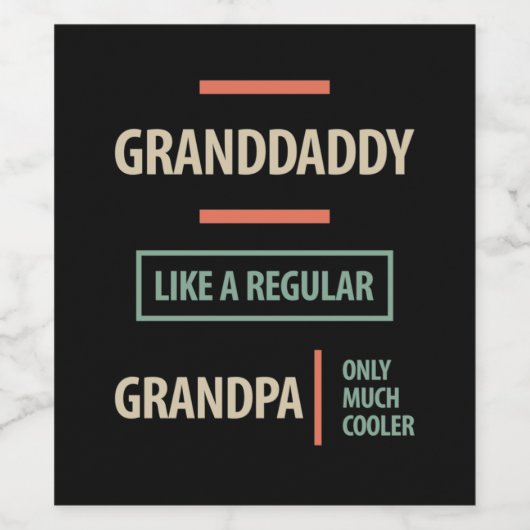 Opa als een gewone opa wijn etiket (Enkel label)