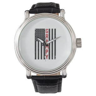 Opa Amerikaanse Vlag Patriottische Vintage Vector Horloge