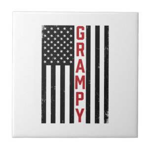 Opa Amerikaanse Vlag Patriottische Vintage Vector  Tegeltje