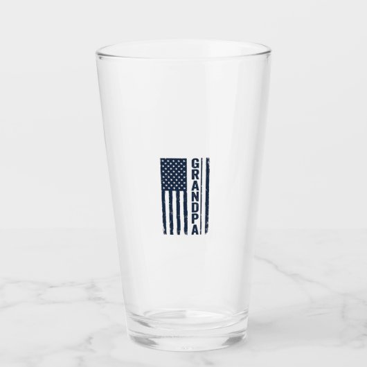 Opa Amerikaanse Vlag Versleten Patriottisch Ontwer Glas (Voorkant)