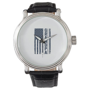 Opa Amerikaanse Vlag Versleten Patriottisch Ontwer Horloge