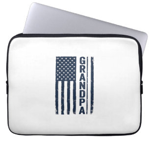 Opa Amerikaanse Vlag Versleten Patriottisch Ontwer Laptop Sleeve