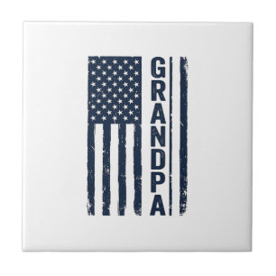 Opa Amerikaanse Vlag Versleten Patriottisch Ontwer Tegeltje
