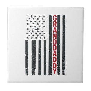 Opa Amerikaanse Vlag Vintage Patriottisch Design_ Tegeltje