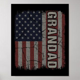 Opa Amerikaanse Vlag Vintage Vaderdag 4 juli Poster