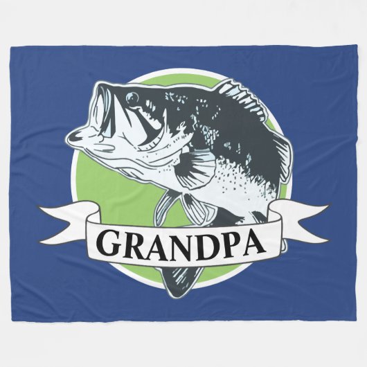 Opa Bass Vist grootouderdag Fleece Deken (Voorkant (Horizontaal))