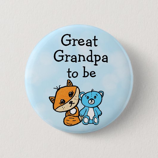 Opa be Little Fox en Teddy Bear Baby shower Ronde Button 5,7 Cm (Voorkant)