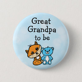 Opa be Little Fox en Teddy Bear Baby shower Ronde Button 5,7 Cm