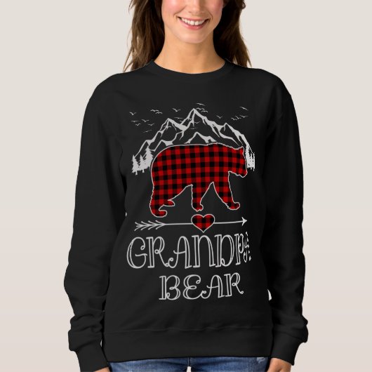 Opa BearRed Buffalo Plaid Oma Beer Pyjama Trui (Voorkant)