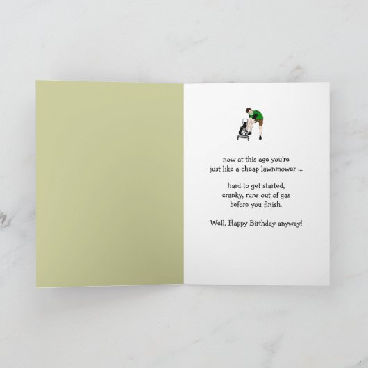 Opa Birthday Funny Lawnmower Kaart (Binnen)