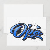 Opa blue Heart Graffiti Karte Grußkarte (Voorkant / Achterkant)