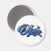 Opa blue Heart Graffiti Magnet (Voorkant / Achterkant)