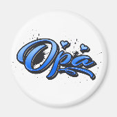 Opa blue Heart Graffiti Magnet (Voorkant)
