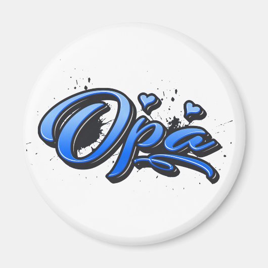 Opa blue Heart Graffiti Magnet (Voorkant)