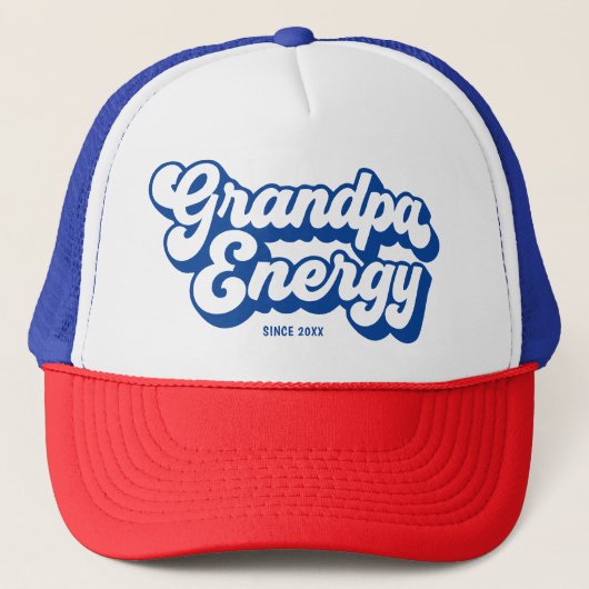 Opa Blue Retro Energie Sinds Jaar Design Trucker Pet (Voorkant)