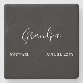 Opa Cadeau- Modern Jet Black Persoonlijk Stenen Onderzetter