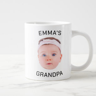 Opa Cadeau Mok, Aangepaste Baby Gezicht, Foto Cade Grote Koffiekop