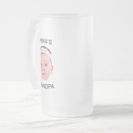 Opa Cadeau Mok, Aangepaste Baby Gezicht, Foto Cade Matglas Bierpul (Voorkant links)