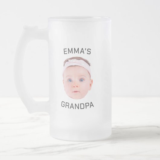 Opa Cadeau Mok, Aangepaste Baby Gezicht, Foto Cade Matglas Bierpul (Links)