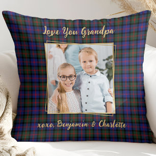 Opa Christmas Plaid Gepersonaliseerd Goud Afbeeldi Kussen