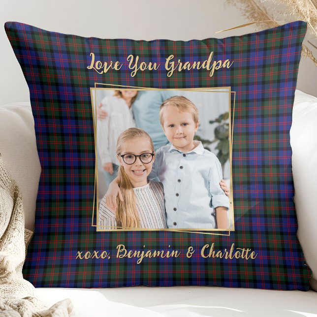 Opa Christmas Plaid Gepersonaliseerd Goud Afbeeldi Kussen (Creator heeft geüpload)