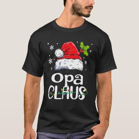 Opa Claus Funny Grandma Santa Pajamas Kerstmis T-shirt (Voorkant)