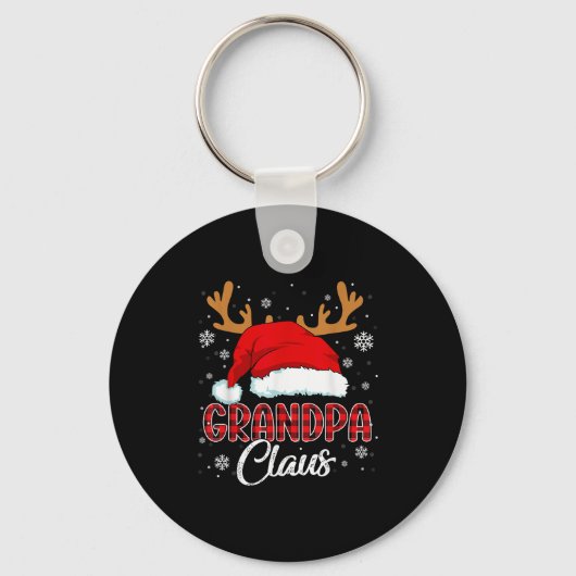 Opa Claus Kerstman Hoed Kerst Rood Plaid Matchi Sleutelhanger (Voorkant)