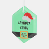 "Opa Claus" print gepersonaliseerde opa Glas Ornament (Voorkant links)