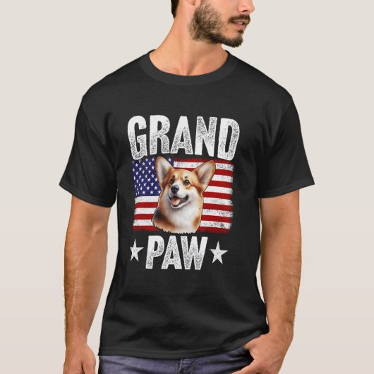 Opa Corgi Opa Vaderdag USA Vlag 4e o T-shirt (Voorkant)