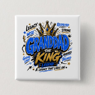 Opa de Koning Vierkante Button 5,1 Cm