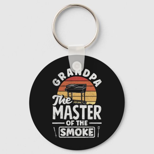 Opa de meester van de rook Vaderdag BBQ Sleutelhanger (Voorkant)