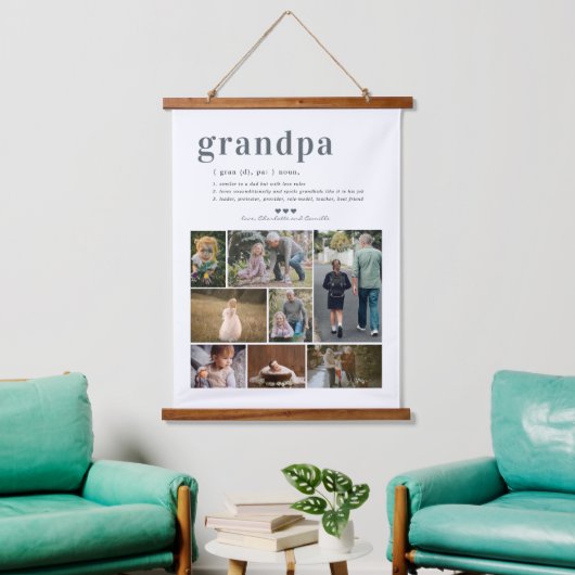 Opa definitie | 8 foto collage hangend wandkleed (Woonkamer)